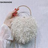 Heart Shaped Evening Clutch Bag Tassel Wedding Banquet Purse for Ladies