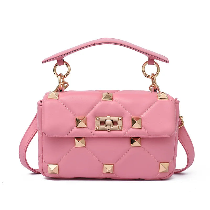 Retro Western Women's Shoulder Bag with Rivets Detail