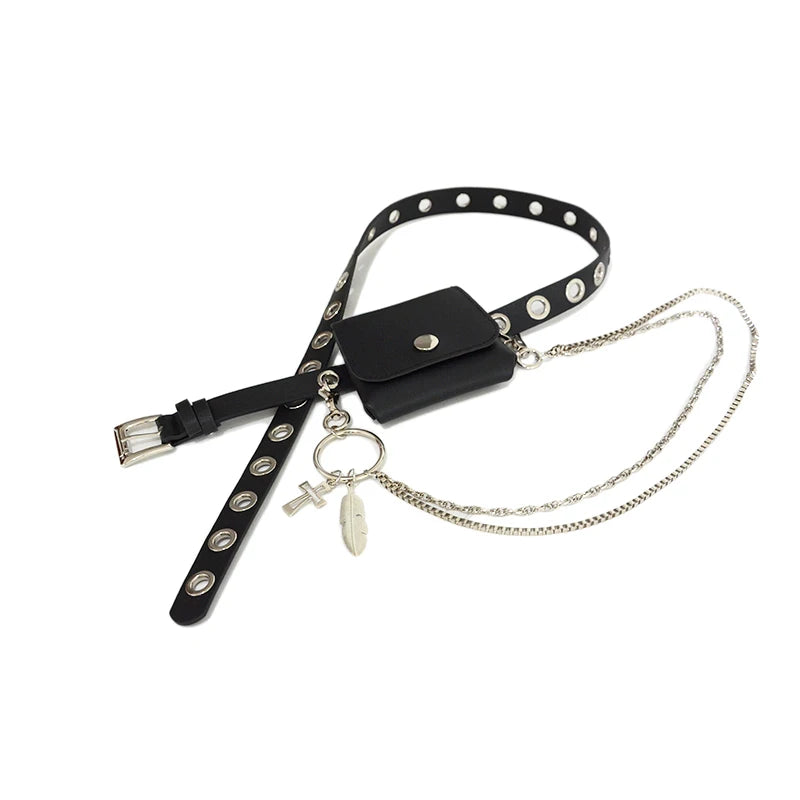 Casual Wild Ladies Chain Belt Bag, Punk Wind Decorative Belt
