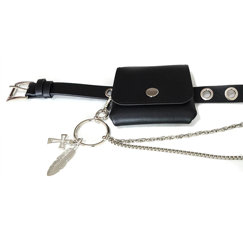 Casual Wild Ladies Chain Belt Bag, Punk Wind Decorative Belt