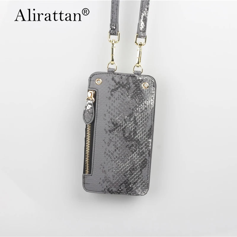 Snake Grain Leather Mini Shoulder Bag Woman Mobile Phone Bag