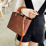 High Patent Leather Sequin Handbag Bling Flash Purse Shoulder Messenger Bag