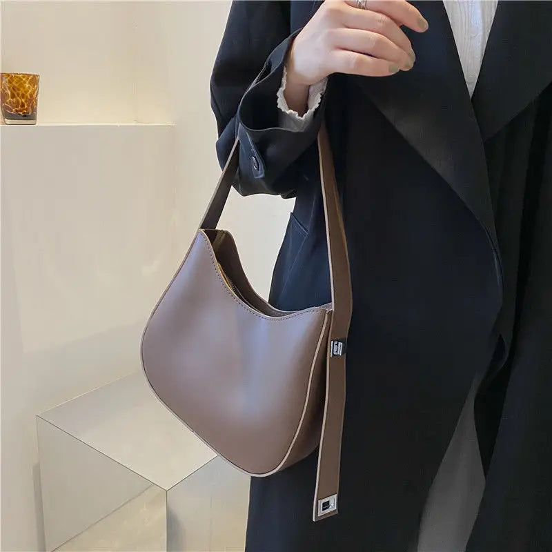 Crossbody Bag Women PU Leather Shoulder Bag Wide Straps Handbag