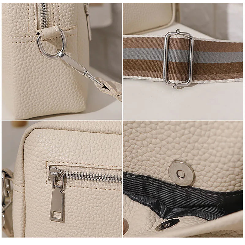 Women's Crossbody Bag Wide Strap Zipper Shoulder Bag