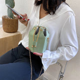 Women Mini Bucket Bag Chain Crossbody Handbag