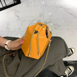 Women Mini Bucket Bag Chain Crossbody Handbag