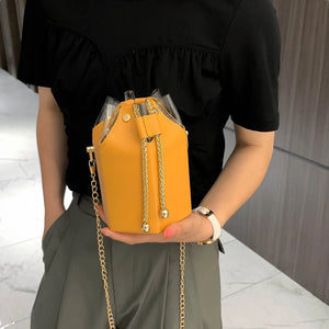Women Mini Bucket Bag Chain Crossbody Handbag