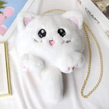 Plush Cat Bag with Long Tail - Female Diagonal Chain Backpack
