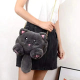 Plush Cat Bag with Long Tail - Female Diagonal Chain Backpack
