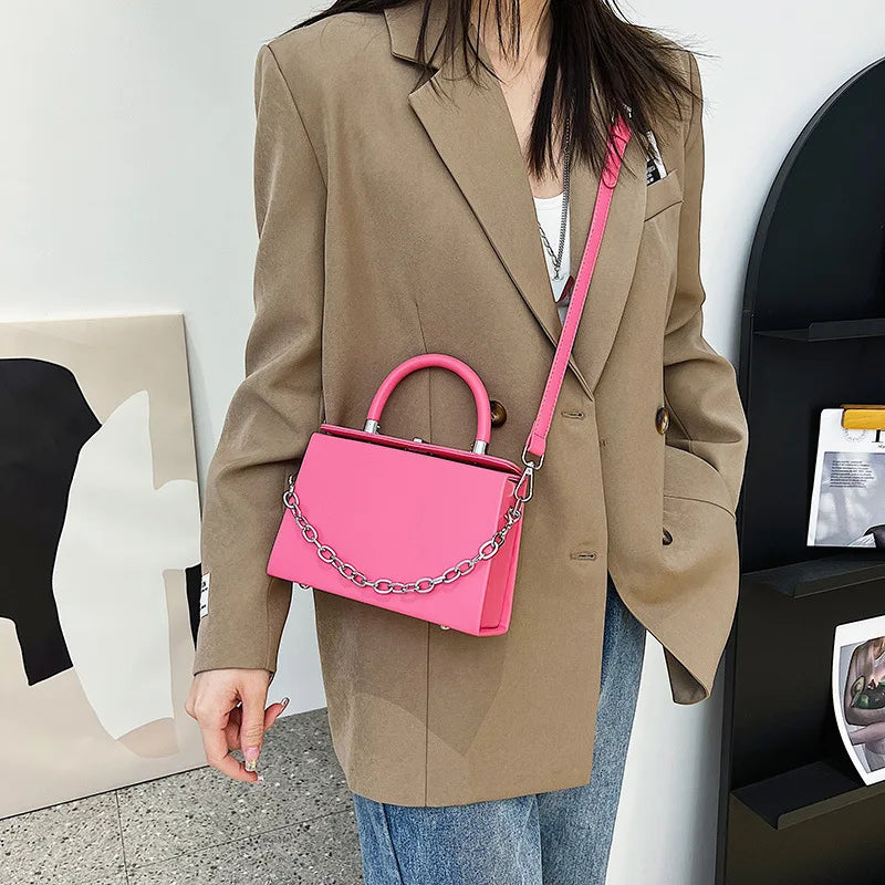 Box Shape Crossbody Bag PU Leather Handbag Women's Shoulder Bags