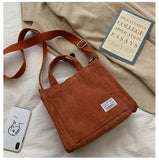 Corduroy Shoulder Bag Solid Buckle Messenger Small Square Bag