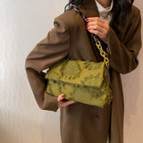 Canvas Shoulder Bag Women Chain Fold Over Clutch Small Crossbody Bag