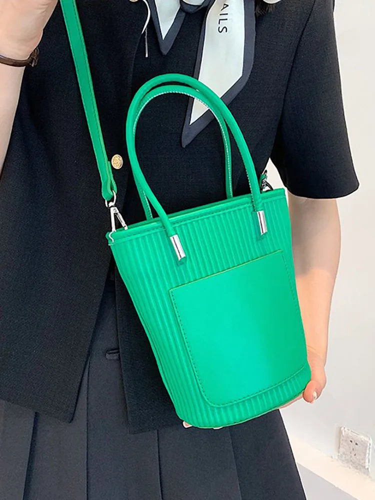 Pu Leather Crossbody Shoulder Bag Small Bucket Women's Handbag
