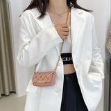 Mini Weave Crossbody Bags Metal Chain Shoulder Bag PU Leather Girl Small Purse