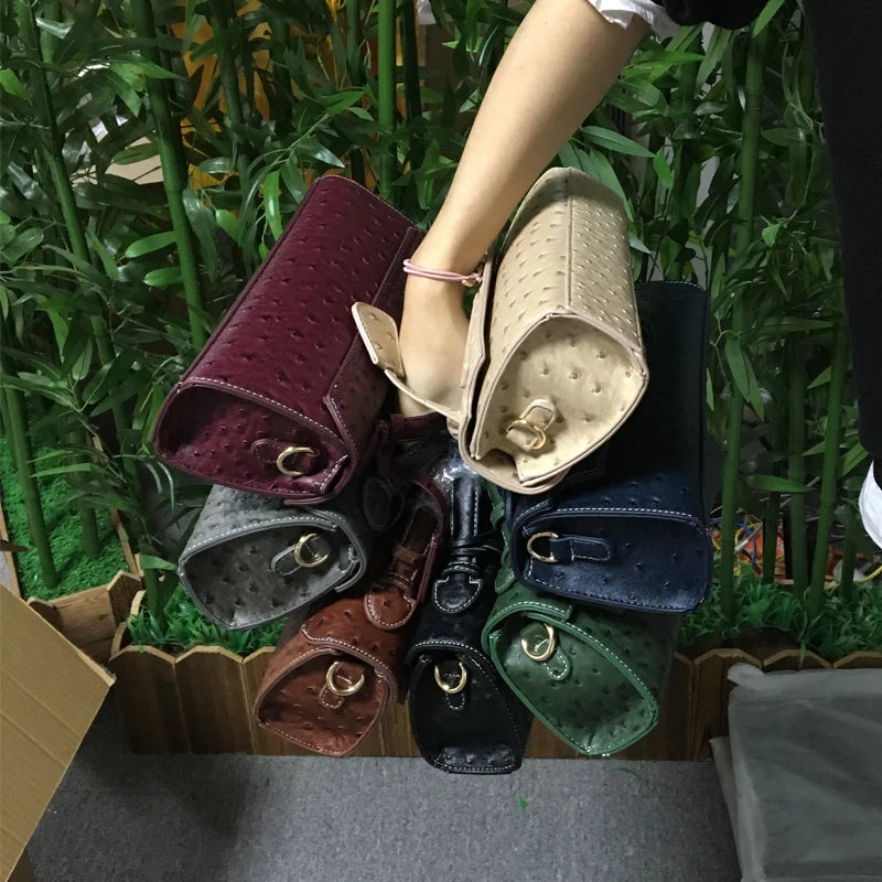 Ostrich Women Bags Handbag Ladies Tote Bag Female Long Tote Shoulder Bag