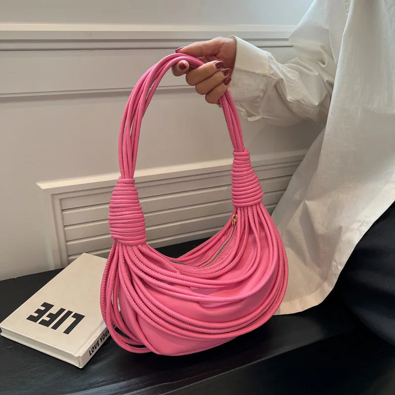 Braided Underarm Bag Women's Handbag Casual Solid Shoulder Bags