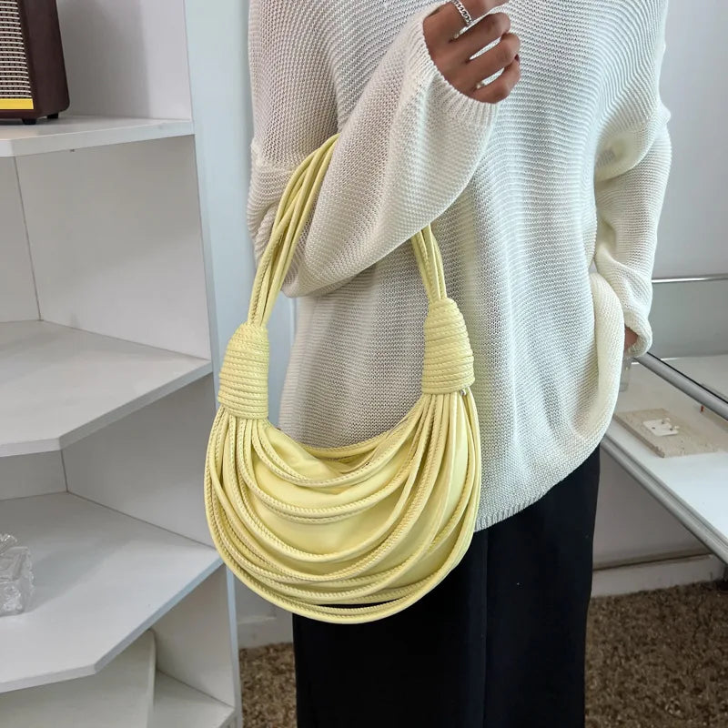 Braided Underarm Bag Women's Handbag Casual Solid Shoulder Bags
