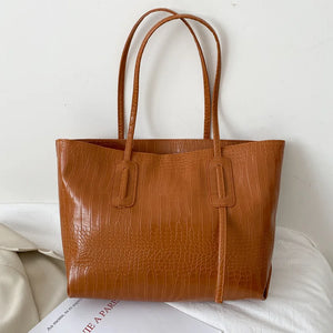 Large Capacity Top-handle PU Leather Tote Bag for Women
