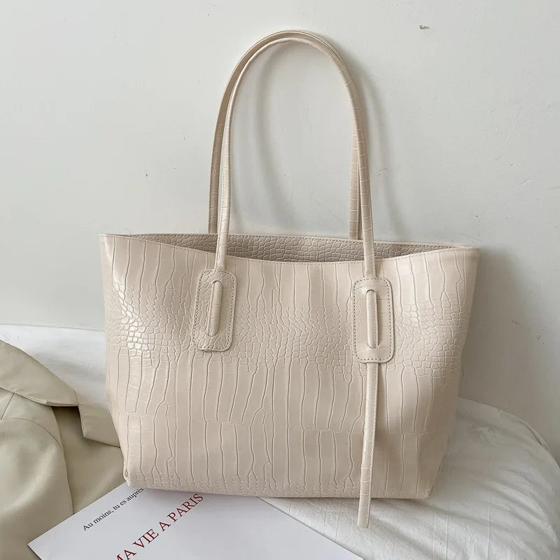 Large Capacity Top-handle PU Leather Tote Bag for Women