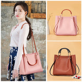 Women's Bucket Bag PU Leather Handbag Large Capacity Shoulder Bag