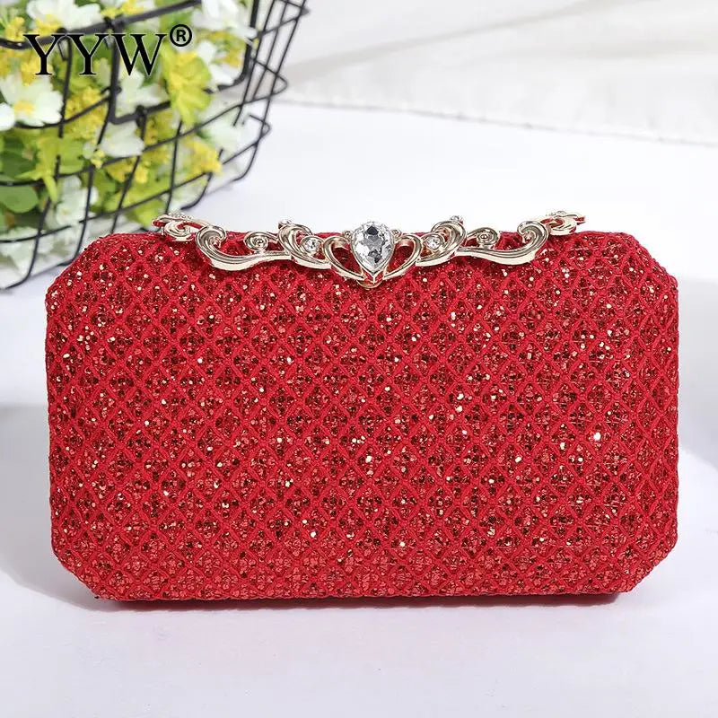 Pink Rhinestone Wedding Clutch Handbag Evening Party Bag