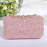 Pink Rhinestone Wedding Clutch Handbag Evening Party Bag