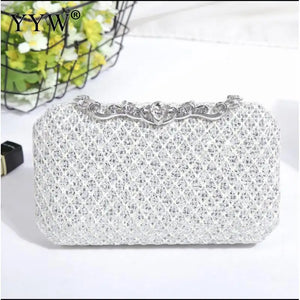 Pink Rhinestone Wedding Clutch Handbag Evening Party Bag