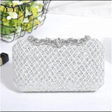Pink Rhinestone Wedding Clutch Handbag Evening Party Bag