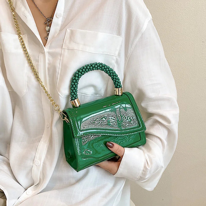Bright Leather Clutches Small Crossbody Bags