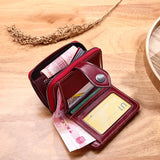 Retro Oil Wax Leather Short Style Purse Zipper Ladies Purse