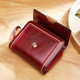 Retro Oil Wax Leather Multi-slot Card Bag Zipper Ladies Purse
