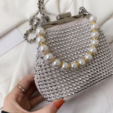 Faux Suede Leather Women Bag Diamonds Shoulder Chain Clutch Crossbody