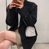 Faux Suede Leather Women Bag Diamonds Shoulder Chain Clutch Crossbody