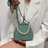 Faux Suede Leather Women Bag Diamonds Shoulder Chain Clutch Crossbody