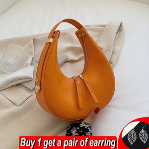 Half-moon Underarm Bag Women PU Leather Shoulder Autumn Winter Crossbody