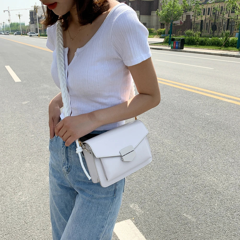 Braided Shoulder Strap Ladies Bag Single Women Shoulder Bag