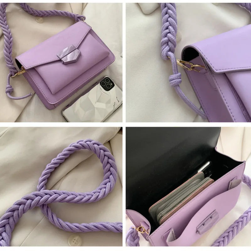 Braided Shoulder Strap Ladies Bag Single Women Shoulder Bag