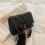 Vintage Shoulder Bag Chain Messenger Bags PU Leather Thread Flap