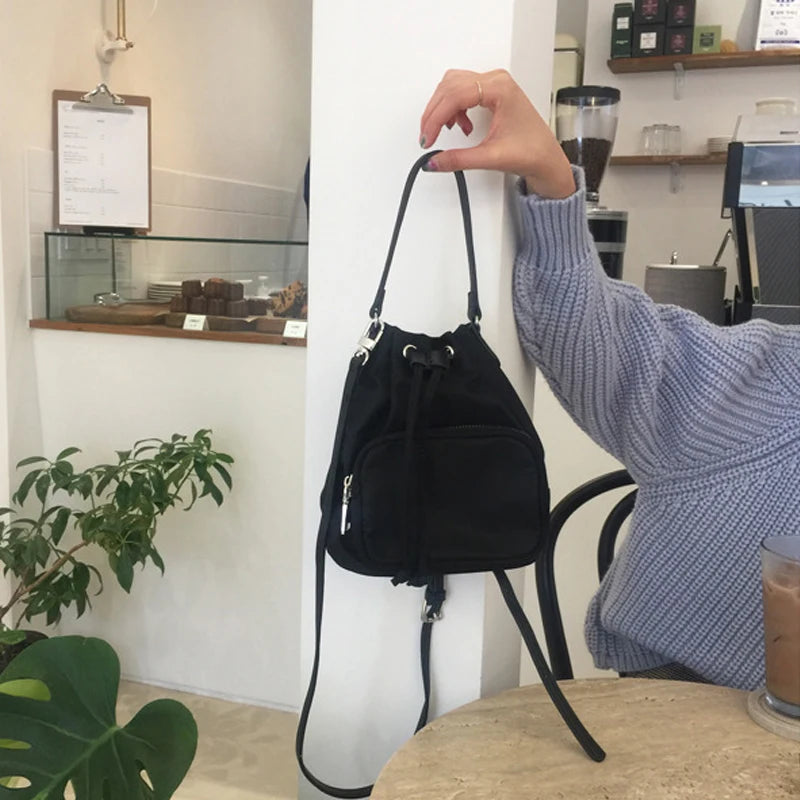 Nylon Crossbody Shoulder Bag Bucket Messenger Bag