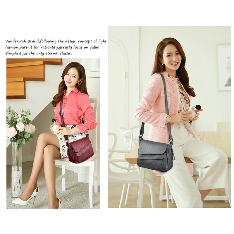 Women Shoulder Crossbody Bags Soft Oil Leather Pouch Sac A Main Mochila Bolso