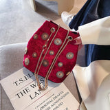 Velvet Crossbody Bucket Bag Chain Small Velvet Messenger Bag