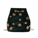 Velvet Crossbody Bucket Bag Chain Small Velvet Messenger Bag