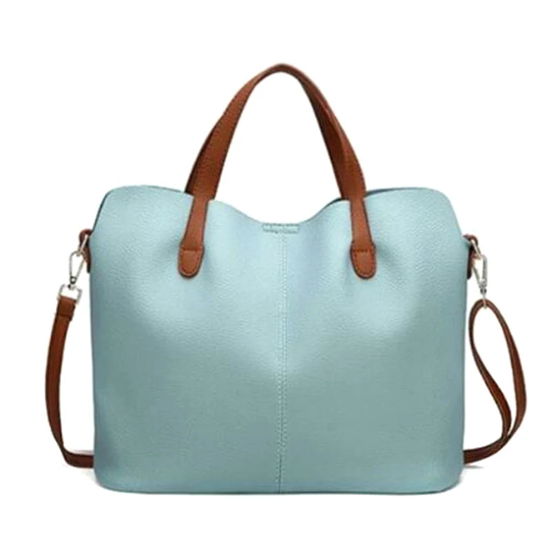 2 In 1 PU Leather Shopper Tote Bag Large Shoulder Bags Crossbody Bag