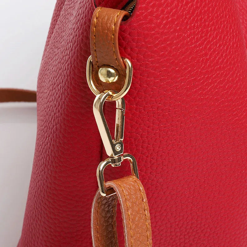 2 In 1 PU Leather Shopper Tote Bag Large Shoulder Bags Crossbody Bag