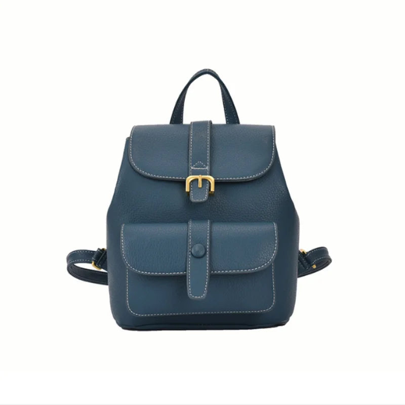 Vintage Leather Backpack Women School Bags Small Real Cow Skin