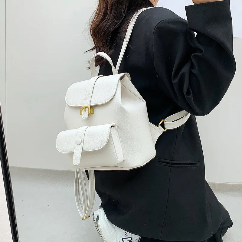 Vintage Leather Backpack Women School Bags Small Real Cow Skin