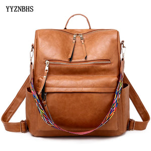 Leather Backpack Women Bag Pack Shoulder Bag Sac A Dos High Travel