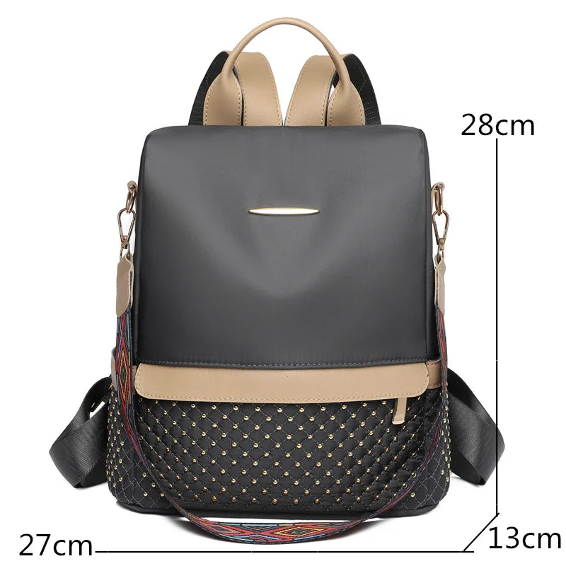 Large Capacity Rivet Oxford Backpack for Women