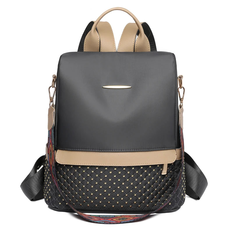 Large Capacity Rivet Oxford Backpack for Women
