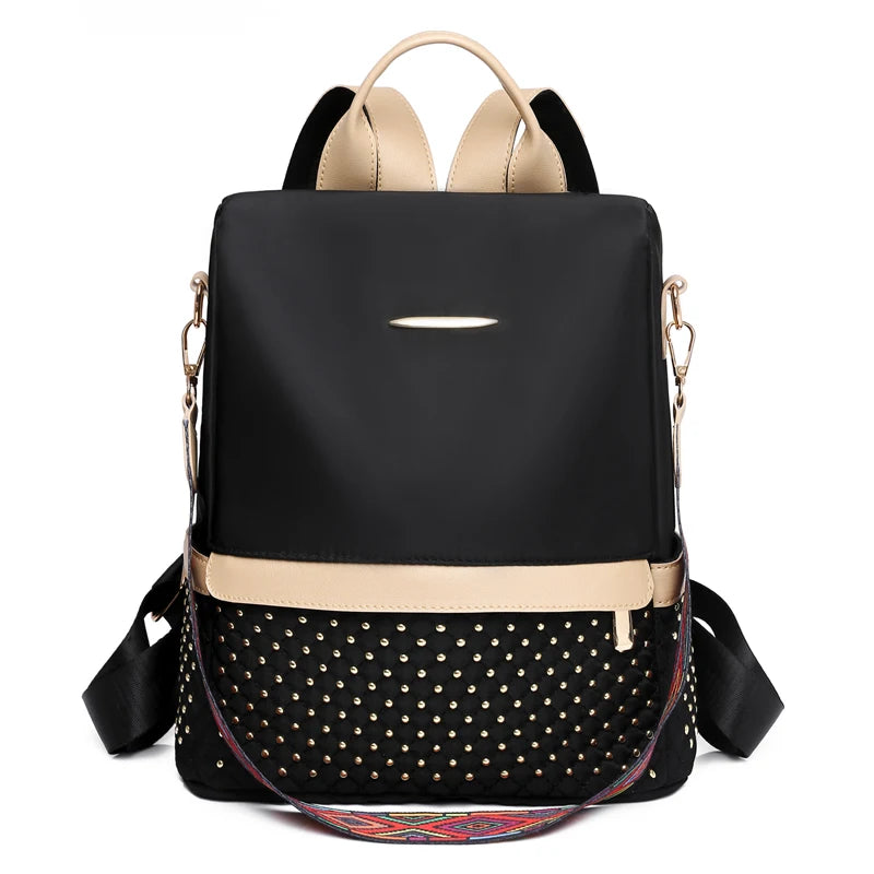 Large Capacity Rivet Oxford Backpack for Women